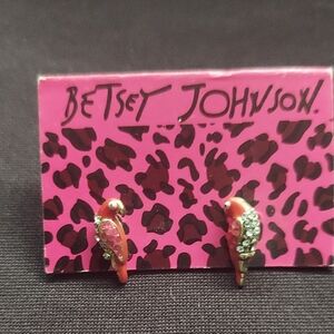 Betsey Johnson Pink Parrot Earrings VINTAGE